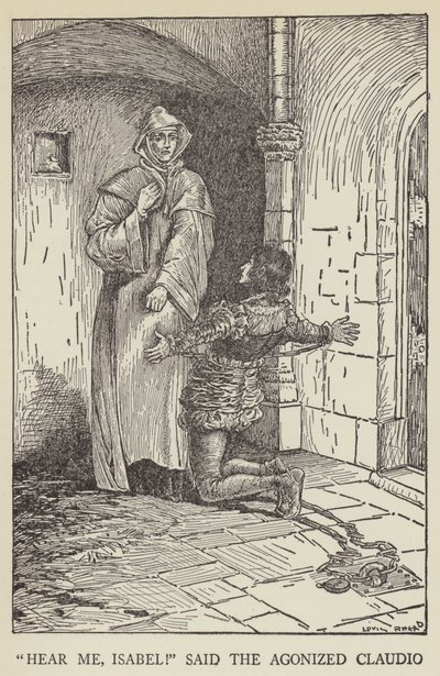 Wysłuchaj mnie, Isabel! powiedział udręczony Claudio autorstwa Louis John Rhead