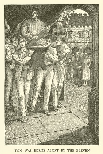 Ilustracja do Dni Szkolnych Toma Browna (grawerowanie) autorstwa Louis John Rhead