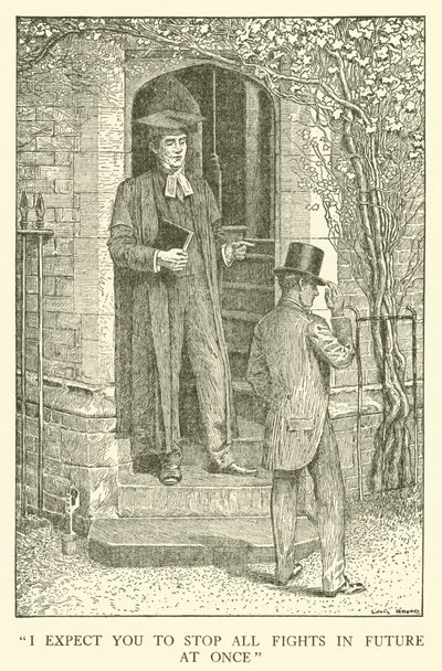 Ilustracja do Dni Szkolnych Toma Browna (grawerowanie) autorstwa Louis John Rhead