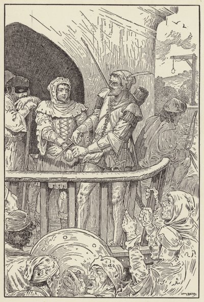Mały John pospiesznie przeciął obligacje Willa Stutelysa autorstwa Louis John Rhead