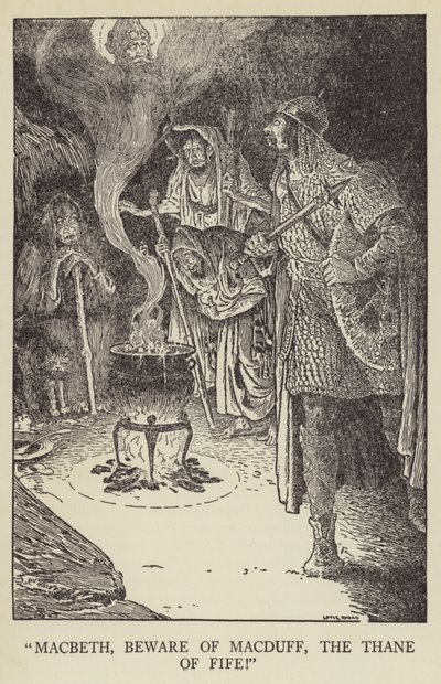 Makbet, strzeż się Macduffa, Thane of Fife! autorstwa Louis John Rhead