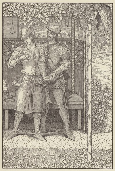 Robin Hood i Marian w altanie autorstwa Louis John Rhead