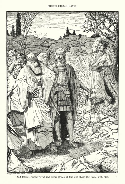 Szimei przeklina Dawida (litografia) autorstwa Louis John Rhead
