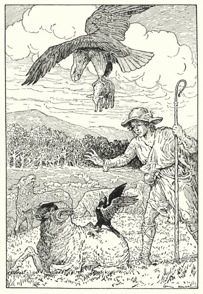Orzeł i kawka (litografia) autorstwa Louis John Rhead