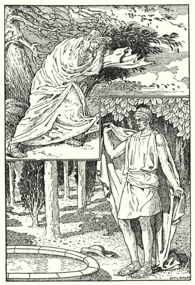 Północny wiatr i słońce (litografia) autorstwa Louis John Rhead