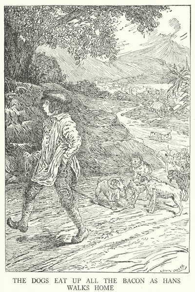 Psy zjadają cały bekon, gdy Hans wraca do domu (lito) autorstwa Louis John Rhead