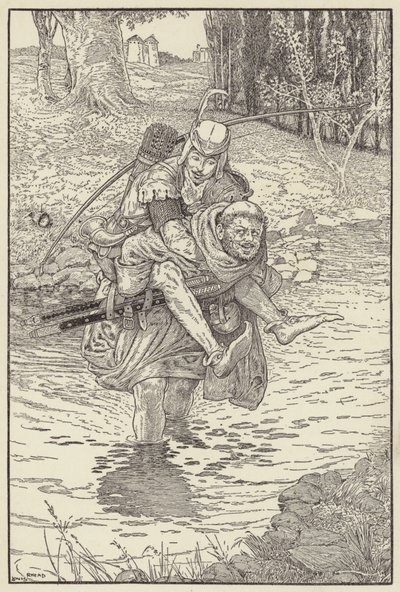 Zakonnik wziął Robina na plecy autorstwa Louis John Rhead