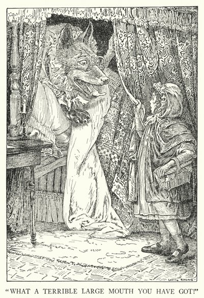„Jakie masz strasznie duże usta!” (lito) autorstwa Louis John Rhead