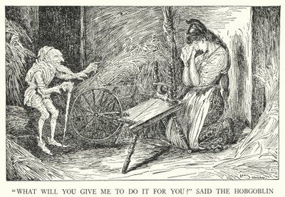 „Co dasz mi, żebym to dla ciebie zrobił?” powiedział Hobgoblin (lito) autorstwa Louis John Rhead