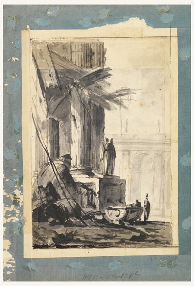 Rysunek, Ruin Fantasy, ok. 1762 r. autorstwa Louis Joseph Le Lorrain