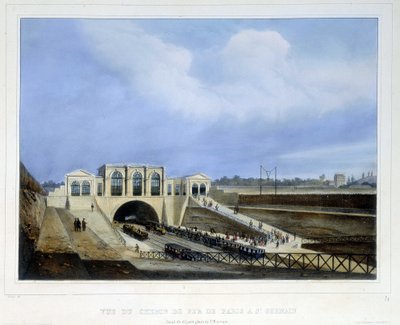 Kolej z Paryża do Saint Germain - w „Paryżu 1837” autorstwa Arnout autorstwa Louis Jules Arnout