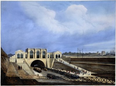 Kolej z Paryża do Saint Germain - w „Paryżu 1837” autorstwa Arnout autorstwa Louis Jules Arnout
