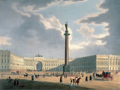 Kolumna Aleksandra i Dowództwo Armii w Petersburgu, druk Lemercier, Paryż, lata czterdzieste XIX wieku autorstwa Louis Jules Arnout