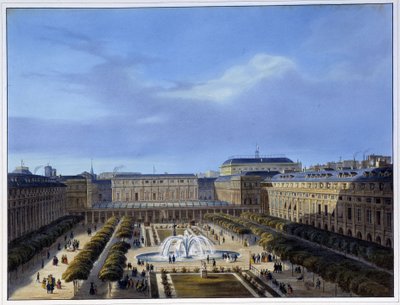 Widok Ogrodu Pałacu Królewskiego - w „Paryżu en 1837” autorstwa Arnout autorstwa Louis Jules Arnout