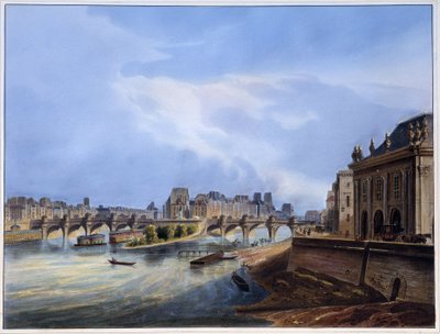 Widok na Pont Neuf - w „”Paryżu w 1837” autorstwa Arnout autorstwa Louis Jules Arnout