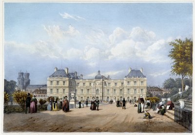 Le Palais du Luxembourg, od strony ogrodu. W „Paryżu i jego okolicach” autorstwa Louis Julien Jacottet