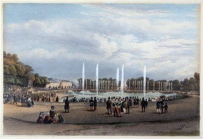Parc de Versailles: Smoczy kawałek wody - w „Promenade dans Paris et ses environs””, zaprojektowany przez Jacotteta i Benoista, ok. 1930 r. 1840 autorstwa Louis Julien Jacottet