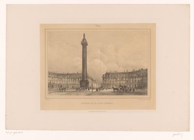 Widok na Colonne Vendôme Colonne de la Place Vendôme (tytuł na obiekcie) Twarze w Paryżu i okolicach (tytuł serii) Paryż (tytuł serii na obiekcie) autorstwa Louis Julien Jacottet