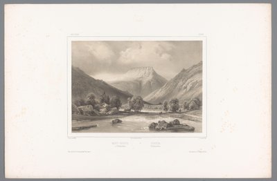 Widok na Gaustatoppen w Telemarku Mont-Gousta w Tellemarken / Gousta. Tellemarken (tytuł na obiekcie) Twarze w Skandynawii (tytuł serii) Vues du Nord. Norwegia (tytuł serii) autorstwa Louis Julien Jacottet