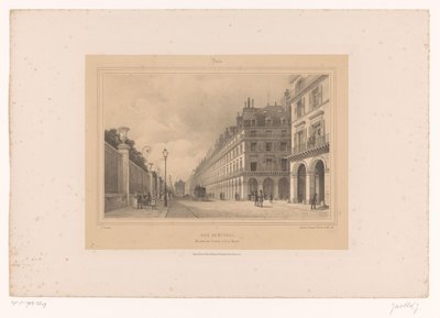 Widok na Rue de Rivoli Rue de Rivoli. Ministère des Finances et de la Marine (tytuł na przedmiocie) Twarze w Paryżu i okolicach (tytuł serii) Paryż (tytuł serii na obiekcie) autorstwa Louis Julien Jacottet