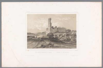 Widok na ruiny Koldinghus Les ruines du château de Colding / Ruiner of Koldinghuus (tytuł na obiekcie) Twarze w Skandynawii (tytuł serii) Vues du Nord. Danemarck (tytuł serii) autorstwa Louis Julien Jacottet