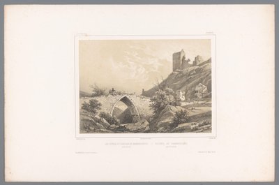 Widok na ruiny zamku Hammershus Les ruines du Château de Hammershuus / Ruiner af Hammershuus (tytuł na obiekcie) Twarze w Skandynawii (tytuł serii) Vues du Nord. Danemarck (tytuł serii) autorstwa Louis Julien Jacottet