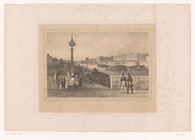 Widok na Palais du Louvre z Pont Neuf Le Louvre, pris du Pont-neuf (tytuł obiektu) Twarze w Paryżu i okolicach (tytuł serii) Paryż (tytuł serii na obiekcie) autorstwa Louis Julien Jacottet