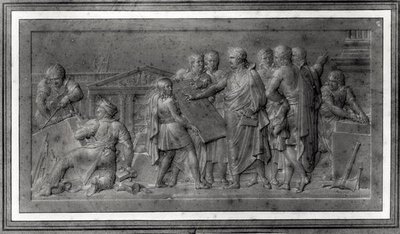 Ulepszenia dla Paryża, studium płaskorzeźby, początek XIX w. (ołówek na papierze) (zdjęcie czarno-białe) autorstwa Louis Lafitte