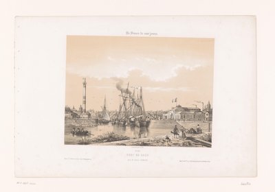 Widok Caen z Cours Caffarelli Port de Caen, Pris du Cours Caffarelli (tytuł na obiekcie) Współczesna Francja (tytuł serii) La France de nos jours (tytuł serii na obiekcie) autorstwa Louis Le Breton