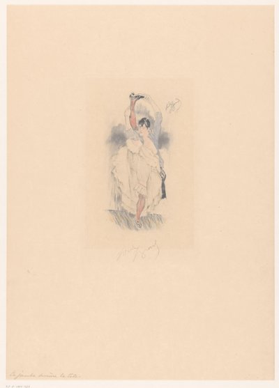 Tancerka Cancan z nogą wyciągniętą za głowę La jambe derrière la tête (tytuł na przedmiocie) autorstwa Louis Legrand (signed by artist)