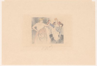 Dwóch tancerzy kankanu z podniesionymi nogami le croisement autorstwa Louis Legrand (signed by artist)