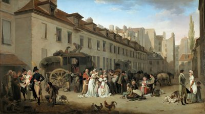 Przyjazd Dyliżansu na Dziedziniec Messageries autorstwa Louis Leopold Boilly