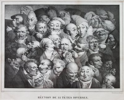 Grupa trzydziestu pięciu głów, 1825 autorstwa Louis Leopold Boilly