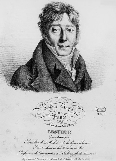 Portret Jean-Francois Lesueur (1760-1837), francuskiego kompozytora, rycina Louis-Leopold Boilly (1761-1845) autorstwa Louis Leopold Boilly