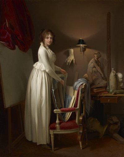 Żona artysty w jego pracowni, ok. 1795-99 autorstwa Louis Leopold Boilly