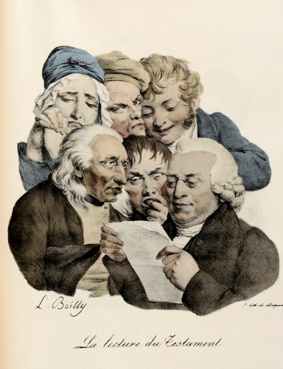 Czytanie testamentu Grawerowanie Louis-Leopold Boilly (Louis Leopold Boilly autorstwa Louis Leopold Boilly