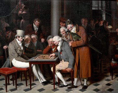 Wewnątrz kawiarni widnieje napis „impreza dla pań w Cafe Lamblin” w Palais Royal w Paryżu. Szczegół. Obraz Louis Leopold Boilly (1761-1845), ok. 1820. Słońce 0,38x0,55 m Chantilly, musee Conde autorstwa Louis Leopold Boilly