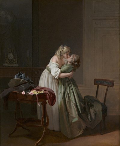 Dwie młode kobiety całują się Dwie młode kobiety całują się, ok. 1790-1794. autorstwa Louis Leopold Boilly