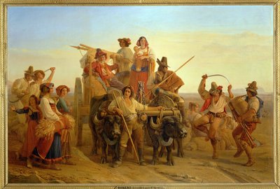 Przybycie kombajnów na bagna Pontins ... autorstwa Louis Leopold Robert