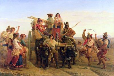 Przybycie żniwiarzy na Bagna Pontyjskie, 1830 r autorstwa Louis Leopold Robert