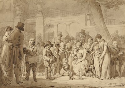 Rysunek kompozycyjny dla „Wejścia do Jardin Turc” autorstwa Louis Leopold Boilly