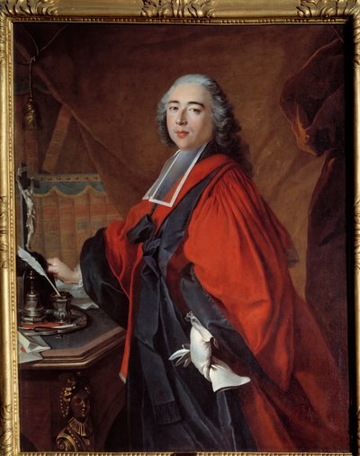 Portret sędziego. Na jego biurku leży krucyfiks i konieczność pisania. Obraz Louisa Tocque (1696-1772) autorstwa Louis Tocqué
