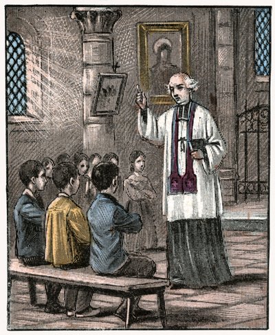 Pierwsza Komunia, ok. 1880 r. (druk) autorstwa Louis Maitrejean