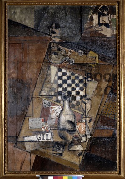 Martwa natura z szachami. Obraz Louisa Markusa znanego jako Louis Marcoussis (1878-1941) autorstwa Louis Marcoussis
