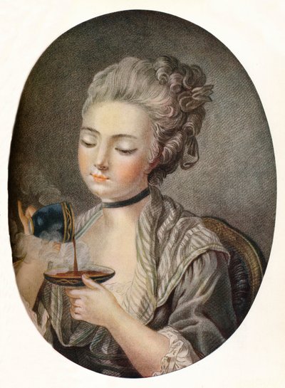 Dziewczyna biorąca kawę, c1774 autorstwa Louis Marin Bonnet