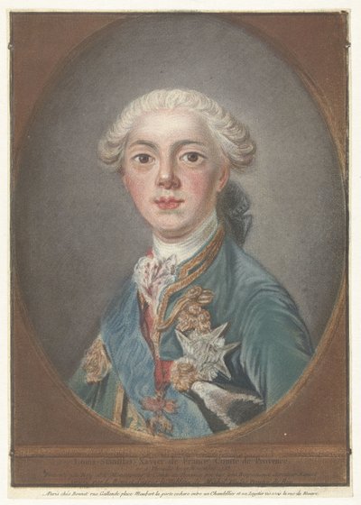 Portret Ludwika Stanisława Ksawerego z Francji Louis-Stanislas-Xavier z Francji, hrabia Prowansji (tytuł na obiekcie) autorstwa Louis Marin Bonnet