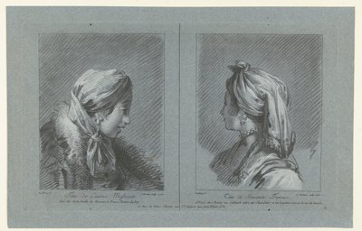 Portret moskiewskiej dojarki i fińskiej pokojówki Tête de laitiere Moscovite (tytuł na obiekcie) Tête de Servante Finoise (tytuł na obiekcie) autorstwa Louis Marin Bonnet