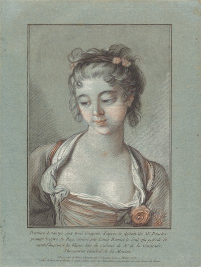 Popiersie młodej kobiety patrzącej w dół autorstwa Louis Marin Bonnet after François Boucher