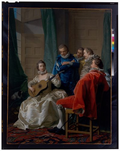 Hiszpańska kobieta gra na gitarze autorstwa Louis Michel van Loo