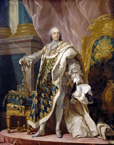 Portret Ludwika XV w jego królewskim stroju autorstwa Louis Michel van Loo